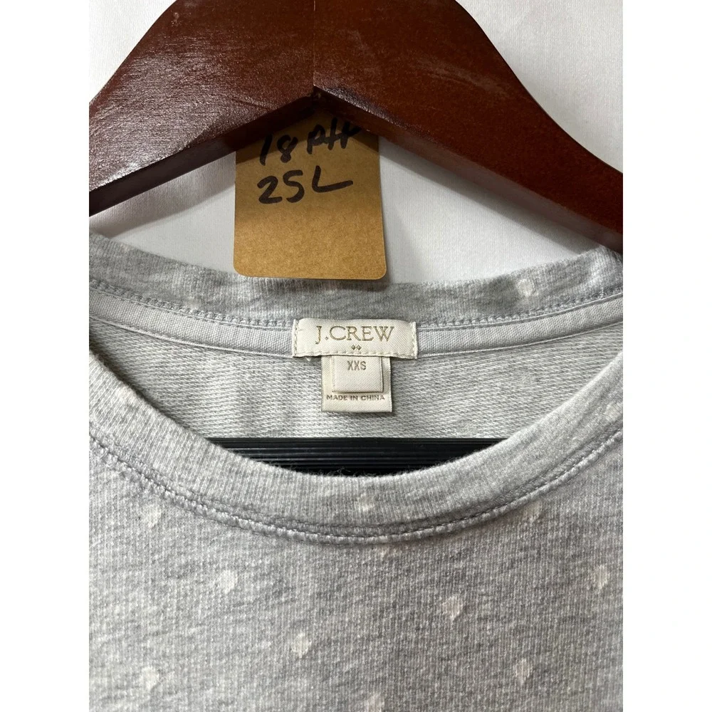 J.Crew Womens XXS Grey Polka Dot Layered Chambray Hem Sweatshirt Mixed Media Top